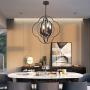 VINLUZ Modern Globe Chandeliers Farmhouse 4-Light Oil Rubbed Bronze Metal Kitchen Island Pendant Lighting, Industrial Ceiling Hanging Lamp for Dining Room Bedroom Hallway