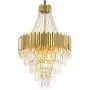 LITFAD 5-Tier Crystal Hanging Chandelier Modern Design Metal Chandelier Pendant Light LED Ceiling Hanging Light in Gold for Living Room Dining Room Bedroom Restaurant