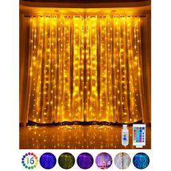 BALYLAS Led Window Curtain String Lights RGB 16 Colors 300 LED Wedding Party Home Garden Courtyard Pergola Tent Bedroom Outdoor Indoor Wall Decorations (16 Colors, 3m x 3m)