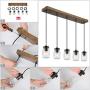 Dining Room Lighting Fixtures Hanging, Mason Jar Lights, 5-Light Pendant Lighting for Kitchen Island with Faux Wood Finish, Brown