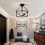 Maxax Semi Flush Mount Ceiling Light Lighting, 3 Lights Close to Ceiling Light Fixtures Pendant Lighting with Clear Glass Shade for Dining Room, Living Room (Antique Black)