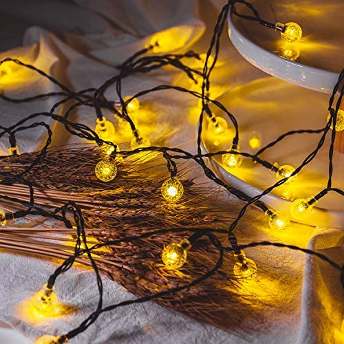 Solar String Lights Outdoor,2-Pick 50 LED 31FT Solar Powered String Lights,IP65 Waterproof Outdoor String Lights for 8 Models,Solar Globe Outdoor String Lights,LED Hanging String Lights(Warm White)