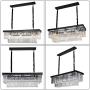 Lingkai Modern Crystal Chandelier Rectangular K9 Clear Crystal Pendant Light Black Ceiling Light Fixture Island 8-Light Hanging Lamp for Dining Room Living Room Kitchen