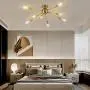 8-Light Gold Sputnik Light Fixture, Semi Flush Mount Ceiling Light Fixture, Sputnik Chandelier, Modern Ceiling Light for Kitchen Living Room Dining Room Bedroom Hallway Foyer