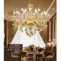 Lymxxl Contemporary K9 Crystal Chandelier 15 Lights Cognac Color Candle Pendant Light Adjustable Chain Fixtures Hanging for Bedroom Living Room Foyer (15 Light)