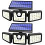 Solar Lights Outdoor Motion Sensor, 3 Adjustable Heads Solar Motion Sensor Light Outdoor, Security Lights 270° Wide Angle IP65 Waterproof Flood Lights for Porch Garden Patio Yard Garage, 2 Pack