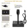 Touch Table Lamp with 2 USB Charging Ports and 2 AC Outlets, 3 Way Dimmable Touch Lamp Bedside Lamp Grey Nightstand Lamps Square Lampshade Bedroom Lamp for Metal Base Perfect for Bedroom Living Room