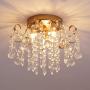 Q&S Small Chandelier, Modern Gold Mini Crystal Chandelier Ceiling Light Fixture for Bedroom,Hallway, Entryway ,G9 3-Light.
