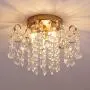 Q&S Small Chandelier, Modern Gold Mini Crystal Chandelier Ceiling Light Fixture for Bedroom,Hallway, Entryway ,G9 3-Light.