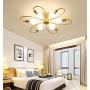 CROSSIO Modern Sputnik Chandelier, Gold Creative Spiral Globe Glass Branches Ceiling Light, Dimmable Mid Century Flush Mount Lighting Fixtures for Bedroom Dining Room (6 Lights Curved Ceiling Light)