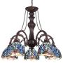 Capulina Chandelier, 5 Lights Tiffany Ceiling Light Fixture, Stained Glass Lampshade Dinning Room Lighting Fixtures Hanging, Antique Kitchen Lights CL074376-5CH