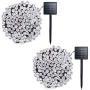 Lalapao 2 Pack Solar String Lights 72ft 22m 200 LED 8 Modes Solar Powered Xmas Outdoor Lights Waterproof Starry Christmas Fairy Lights for Indoor Gardens Homes Wedding Holiday Party (White)