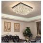 SILJOY Modern Rectangular Raindrop Crystal Chandelier Lighting Modern Flush Mount Ceiling Light Fixture for Dining Room Living Room L31.5'' x W 23.6'' x H14''