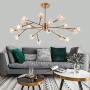 Modern Sputnik Chandeliers Crystal Pendant Light with 18 Lights Contemporary Branch Chandeliers Gold Ceiling Light Fixtures for Living Room Bar Shop