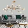 Modern Sputnik Chandeliers Crystal Pendant Light with 18 Lights Contemporary Branch Chandeliers Gold Ceiling Light Fixtures for Living Room Bar Shop