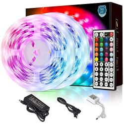 LED Lights,Yonlisdor 50ft Led Strip Lights, Ultra Long RGB 5050 Color Changing LED Light Strips Kit with 44 Keys Ir Remote Led Lights for Bedroom, Kitchen, Home, DIY Decoration