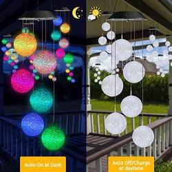 Toodour Solar Christmas Lights, Color Changing Solar Ball Wind Chimes, LED Decorative Mobile, Waterproof Outdoor Decorative Lights for Patio, Balcony, Bedroom, Party, Yard, Window, Garden