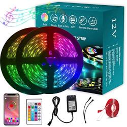 LED Strip Lights for Bedroom Bluetooth APP Control, 39ft RGB LED Light Strip Music Sync, Color Changing Flexible Rope Lights with 24 Key Remote, SMD 5050 LED Tape Light for Kitchen (2x19ft)