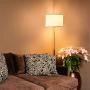 Brightech Emery - Mid Century Modern Floor Lamp for Bedroom Reading - Brighten Living Room Corners with A Free Standing Light - Tall Office Lighting with Drum Shade & Brass Finish