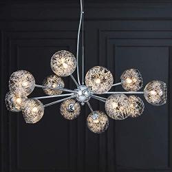 MEEROSEE Sputnik Chandeliers Modern Bubble Glass Chandelier Pendant Lighting Chrome Wired Aluminum 12-Light Fixture W37.4'' for Dining Room Living Island Kitchen Bedroom Foyer Entryway