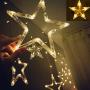 Twinkle Star 12 Stars 138 LED Curtain String Lights, Window Curtain Lights with 8 Flashing Modes Decoration for Christmas, Wedding, Party, Home Decorations (Warm White)