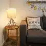Depuley Modern Rose Gold Table Lamp for Living Room, Small Metal Desk Lamp Hollowed Out Base with Fabric Shade,5W Nightstand Lamps for Bedroom/Office/Side (E26 Bulb Incl.)