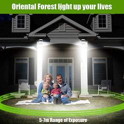 Solar Motion Sensor Light Outdoor,Oriental Forest Upgrade Wireless Fence Solar Lights LED Outdoor Wall Light Solar Powered Security Lighting for Steps,Front Door,Garage,Yard,Fences, 2 Pack White