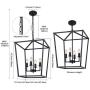 19.1'' Farmhouse Chandelier 4-Light Black Lantern Pendant Light Fixture Industrial Vintage Lantern Iron Cage Hanging Light for Dining Room Kitchen Island Hallway Foyer