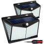 Solar Lights Outdoor 208 LED ，Solar Motion Lights Outdoor，3 Optional Modes Wireless Motion Sensor Light with 270°Wide Angle, IP65 Waterproof, Easy-to-Install Garden, Front Door, Yard, Garage-2Pack