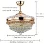 BIGBANBAN Fandelier Crystal Ceiling Fans with Lights and Remote, Modern Invisible Chandelier Fan with LED Light Settings for Dining Room/Bedroom (Rose Gold)