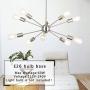 BONLICHT Sputnik Chandelier Lighting 10 Light Chandelier Modern Starburst Chandelier Mid Century Pendant Lighting Brushed Nickel Ceiling Light Fixture for Kitchen Dining Room Living Room Foyer