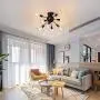 Semi Flush Mount Ceiling Light with 8 Light, Modern Black Sputnik Chandelier with E26 Base, Industrial Vintage Ceiling Lamp Fixture for Bedroom Kitchen Entryway Hallway