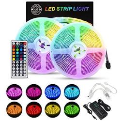 LED Strip Lights 32.8 Ft - Premium RGB Color Changing LED Light for Bedroom, Wall, Home, TV - Bright 5050 LED Flexible Tape Lighting Strips with 44-Key IR Remote Control - Party Decorations – 600 LEDs