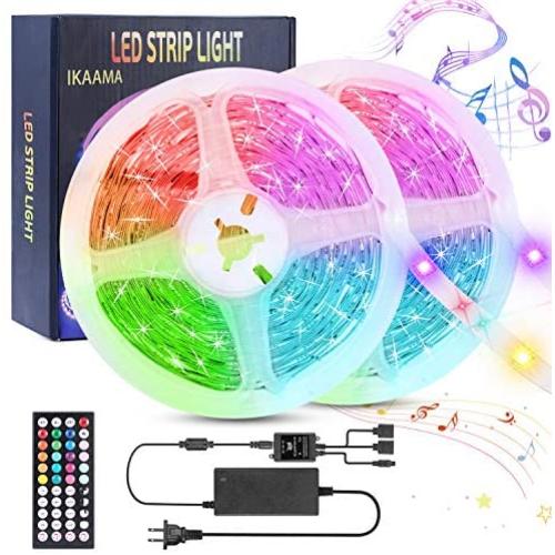 LED Strip Lights 50FT, Music Sync RGB Color Changing Led Strip Lights 5050 LED Lights, with 44 Keys IR Remote and 12V Power Supply, LED Rope/Tape Lights for Bed Room/TV/Kitchen/Party, Non-Waterproof