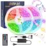 LED Strip Lights 50FT, Music Sync RGB Color Changing Led Strip Lights 5050 LED Lights, with 44 Keys IR Remote and 12V Power Supply, LED Rope/Tape Lights for Bed Room/TV/Kitchen/Party, Non-Waterproof
