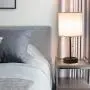Focondot USB Table Lamp, Phone Stand Bedside Lamp Built-in Dual USB Ports & 2-Prong Outlet, Pull Chain Lamp with White Shade, Minimalist Desk Lamp for Bedroom, Living Room, Office(Set of 2)