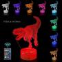 FEOAMO 3D Dinosaur Night Light for Boys, 16-Color and 3-Pattern with Remote Control, Dino Night Light, 3D Illusion Toy Lamp Nightnight, Gift for Boys Age 4 5 6+ Year Old