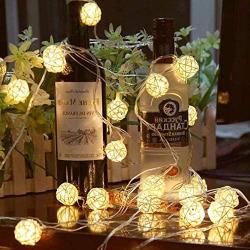 Globe Rattan Ball String Lights, Goodia 13.8feet 40 LED Warm White Fairy Light for Indoor,Bedroom,Curtain,Patio,Lawn,Landscape,Fairy Garden,Home,Wedding,Holiday,Christmas Tree,Party