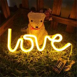 MorTime Love Neon Signs, LED Neon Light for Party Supplies, Girls Room Decoration Accessory, Table Decoration, Children Kids Gifts (Warm White)
