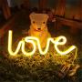 MorTime Love Neon Signs, LED Neon Light for Party Supplies, Girls Room Decoration Accessory, Table Decoration, Children Kids Gifts (Warm White)