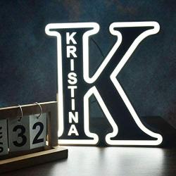 Personalized Decor Led Night Light Marquee Letter Stailness Steel Lights Custom Metal Sign Engraved Name Wall Light for Bedroom Christmas Wedding - Best Gift for Family Lovers Friends Letter K