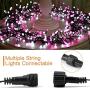 Quntis Christmas Fairy String Lights - 13FT 400 LEDs Waterproof Outdoor Indoor Valentines Day Globe Lights - Linkable and 8 Flash Modes for Wedding Party Backyard Bedroom Home Decoration, Pink White