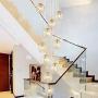 Staircase Long Chandelier,Modern Bubble Glass Chandeliers,Adjustable Height Pendant Light Molecules Hanging Light Fixture for Dining Room Bedroom Amber 6 Lights