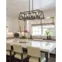 Zeyu 8-Light Kitchen Island Lighting, Farmhouse Linear Pendant Light in Wood and Black Finish, 011-8 WF/BK