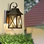 FLALINKO Dusk to Dawn Outdoor Wall Sconce - 14'' Farmhouse Porch Light in Oil Rubbed Bronze Finish with Clear Seedy Glass for Garage, Patio, Porch, Doorway, Entryway (ORB - Dusk to Dawn, Single Pack)