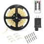 echosari 16.4ft 150Led Strip Lights Warm White with Remote, Timer, 8Modes, Dimmable, Self-Adhesive, Cuttable, Plug in Strip Light Outdoor Waterproof for Kitchen Cabinet Bedroom Living Room Wall