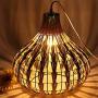 Bagood Natural Bamboo Chandelier DIY Wicker Rattan Lamp Shades Weave Hanging Light D13.8INCH