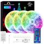 DreamColor 50Ft LED Strip Lights RGBIC, 450pcs Multicolor Chasing Flexible Color Changing Music Sync Lights with 44 Key Remote for Bedroom-Rainbow LED Strip Lights(3 X 16.4ft)
