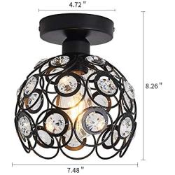 Chandelier Crystals Farmhouse Ceiling Lighting Fixtures LED Flush Mount Crystal Ceiling Light for Kitchen Black Lamp for Hallway Dining Rooms Indoor Living Rooms Bar