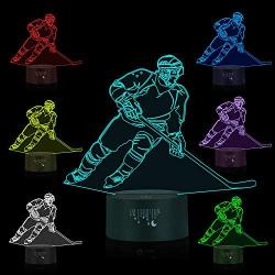 Hockey Lights, 3D Night Light, LED Lamps for Kids, Ball Toys for Boys, 7 Colors Touch Table Desk Lighting, Baby Bedroom Sleep Lamp, Birthday Party Holiday Gifts for Children